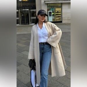 NWT Zara Beige Minimalist Wool Coat size L